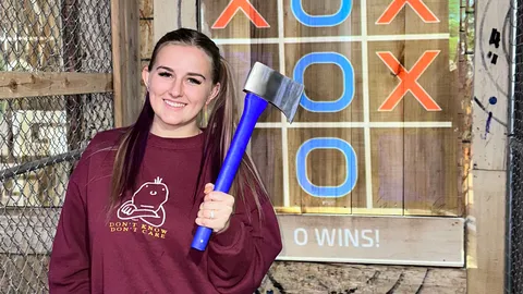 Boe excited about winning an axe throwing game