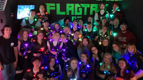 Large Group playing laser tag
